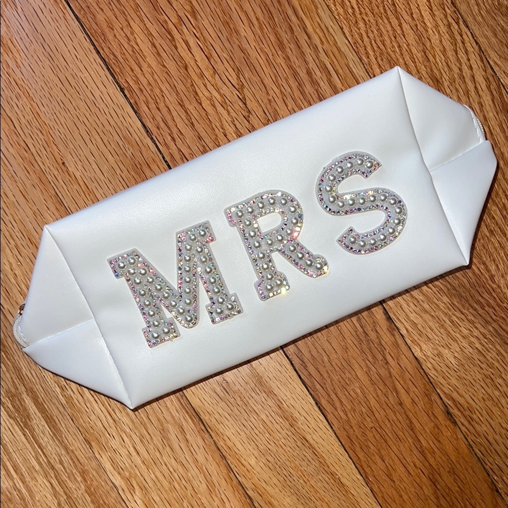 MRS Makeup Bag with Pearl and Rhinestone accents
